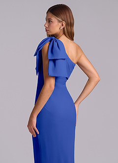 Azazie Yuanna Bridesmaid Dresses Royal Blue Mermaid One Shoulder Chiffon Dress image8