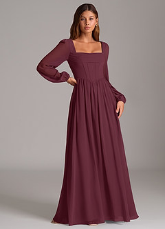Azazie Maree Bridesmaid Dresses Cabernet A-Line Corset Chiffon Dress image3
