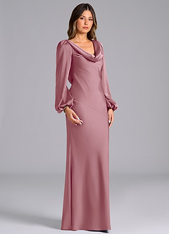 Azazie Rylina Bridesmaid Dresses Vintage Mauve Mermaid Long Sleeve Stretch Satin Dress image3