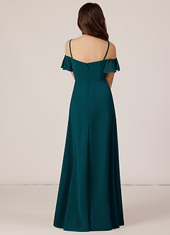 Azazie Juna Junior Pine A-Line Off the Shoulder Chiffon Dress image2