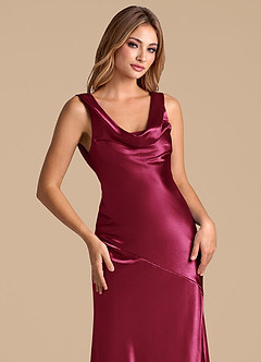 Azazie Rylina 신부 들러리 드레스 인어 메탈릭 새틴 바닥 길이 드레스 image7