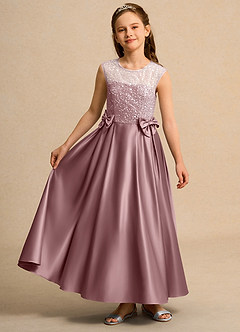 Azazie Candy Girl Jurken voor bloemenmeisjes Baljurk Jurk van Mat Satijn Boog Stoffige Roos image4