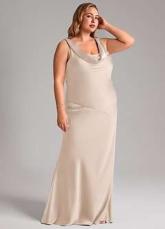 Azazie Rylina Bridesmaid Dresses White Alabaster Mermaid Stretch Satin Dress image10