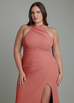 Azazie Jemma Brautjungfernkleider Etui Plissee Chiffon Kleid Antike Rose image13