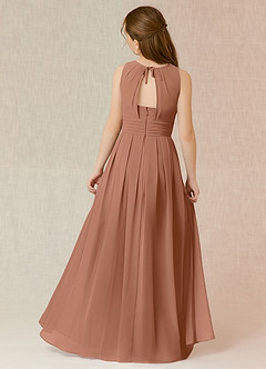 Azazie Bibiane Junior Bronzer A-Line Pleated Chiffon Dress image4