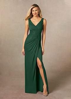 Azazie Winona Abiti per la Madre della Sposa Abito Sirena in Maglia Lustrini Verde Scuro image6