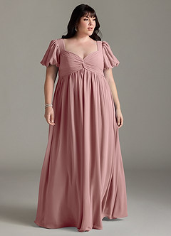 Azazie Madisynn Brautjungfernkleider für Schwangere Schleifen Chiffon Bodenlänge Kleid image5