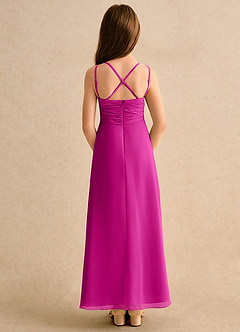 Azazie Zaida Girls Formal Flower Girl Dresses Fuchsia A-Line Pleated Chiffon Dress image2
