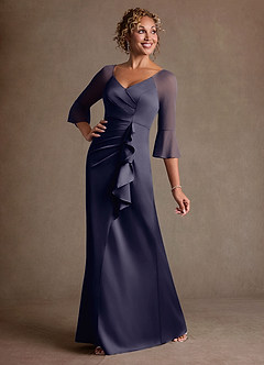 Azazie Nampa Suknie dla Matki Panny Młodej Osłona Pofałdowany Siatka Długość podłogi Sukienka image2