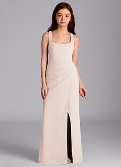 Azazie Mero Junior Vestido de Pétalo De Rosa de Gasa de Corte Sirena con Plisado image6