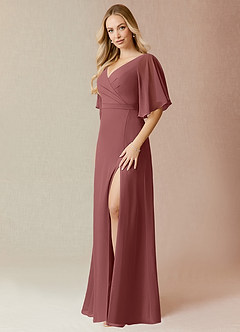 Azazie Cierra Bridesmaid Dresses Amethyst A-Line V-Neck Chiffon Dress image3