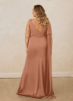 Christian Siriano Bridal for Azazie 1011 Kleider zum Anprobieren zu Hause Meerjungfrau-Linie Schleifen Stretch-Satin Kleid Bronzer image19