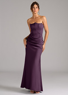 Azazie Debby Bridesmaid Dresses Plum Mermaid Strapless Stretch Satin Convertible Dress image1