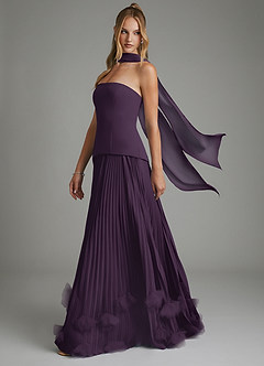 Azazie Alex Robes de demoiselle d'honneur Robe Trapèze en Mousseline de soie Corset Prune image4