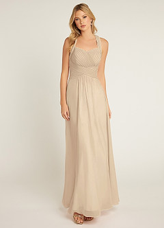 Azazie Claudia Bridesmaid Dresses Champagne A-Line Sweetheart Neckline Chiffon Dress image1