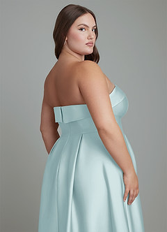 Azazie Lucienne Vestidos de damas de honor Vestido Neblina de Satén Elástico de Línea A Convertible con Palabra de honor image10