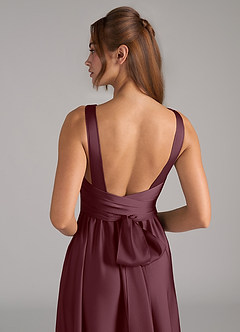 Azazie Kora Vestidos de damas de honor Vestido de Sangrado de Satén Elástico de Corte en A con Plisado image2