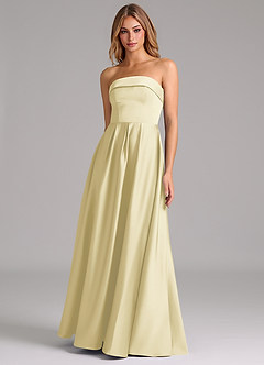 Azazie Lucienne Bridesmaid Dresses Lemon Sorbet A-Line Strapless Stretch Satin Convertible Dress image1