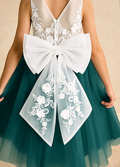 Azazie Lina Flower Girl Dresses Ivory Peacock Ball-Gown Lace Dress image7