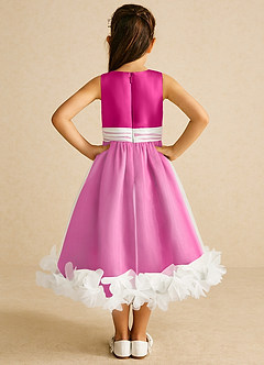Azazie Stardust Flower Girl Dresses Fuchsia A-Line Sleeveless Organza Dress image4