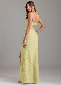 Azazie Leonis Bridesmaid Dresses Lemon Sorbet Sheath Strapless Floral Burnout Convertible Dress image3