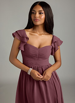 Azazie Anaya Bridesmaid Dresses Sangria A-Line Pleated Chiffon Dress image6