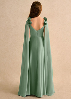 Azazie Rosita Girls Formal Abiti da Ragazza di Fiori Abito A-Line in Raso Elasticizzato Plissettato Matcha image2