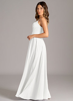 Azazie Amani Bridesmaid Dresses White A-Line Pleated Chiffon Dress image3