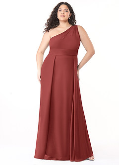 Azazie Dallas Bridesmaid Dresses Terracotta A-Line One Shoulder Chiffon Dress image6