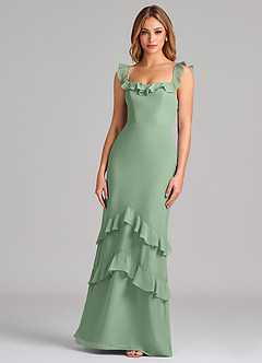 Azazie Marilynn Final Sale Matcha Mermaid Off the Shoulder Chiffon Dress image1