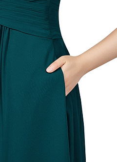 Azazie Claudia 신부 들러리 드레스 A라인 쉬폰 플로어 길이 드레스 image10