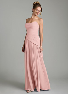 Azazie Gabriela Robes de demoiselle d'honneur Robe Trapèze en Mousseline de soie Corset Rose Poudré image6