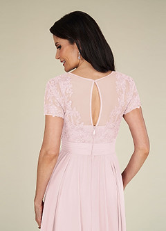 Azazie Annette Mother of the Bride Dresses Blushing Pink A-Line Lace Chiffon Dress image6