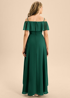 Azazie Maggie Junior Emerald A-Line Off the Shoulder Chiffon Dress image2