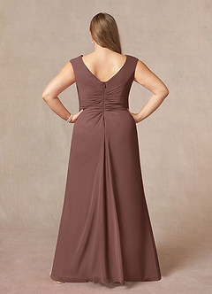 Azazie Sally Final Sale Black A-Line V-Neck Pleated Chiffon Dress image7
