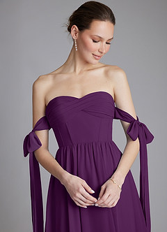 Azazie Ayanna Bridesmaid Dresses Grape A-Line Off the Shoulder Chiffon Dress image5