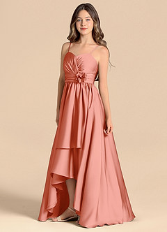 Azazie Catalina Junior Klä av A-Line i Stretch Satin Älskling Halsringning image6