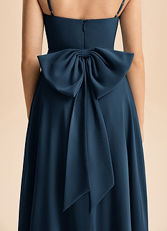 Azazie Bear Junior Dark Navy A-Line Pleated Chiffon Dress image7