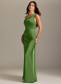 Azazie Madelyn Brudtärnklänningar Klä av Sjöjungfru i Stretch Satin Ena axeln Basilika Konvertibel image3