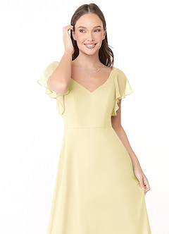 Azazie Syenna Brautjungfernkleider A-Linie Gestreift Chiffon Kleid Zitronensorbet image5