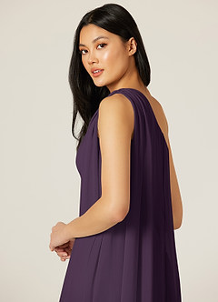 Azazie Lydia Bridesmaid Dresses Plum Mermaid One Shoulder Chiffon Dress image6