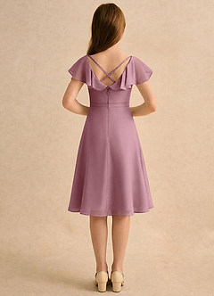 Azazie Narin Girls Formal Flower Girl Dresses Vintage Mauve A-Line with Sleeves Chiffon Dress image2