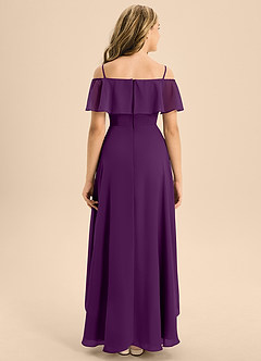 Azazie Maggie Junior A-Linie Schulterfrei Chiffon Kleid Traube image2