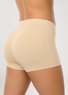front Nahtlose, dehnbare Shapewear-Shorts mit mittelhohem Bund und Bauchkontrolle