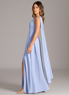 Azazie Tella Bridesmaid Dresses Ice A-Line One Shoulder Chiffon Dress image4