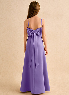 Azazie Joella Girls Formal Flower Girl Dresses Tahiti A-Line Pleated Matte Satin Dress image4