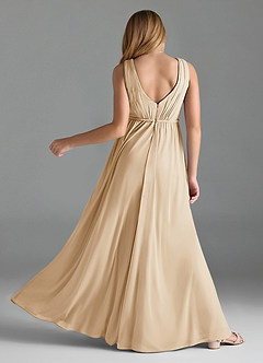 Azazie Tanicia Junior Champagne A-Line Mesh Dress image4