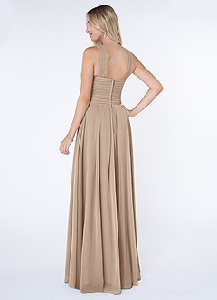 Azazie Kaleigh Abiti da Damigella Abito A-Line in Chiffon Plissettato Taupe image4