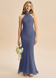 Azazie Velli Junior Vestido Tormentoso de Chiffon de sereia com Pescoço alto image1