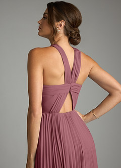 Azazie Afra Bridesmaid Dresses Desert Rose A-Line Pleated Chiffon Dress image6